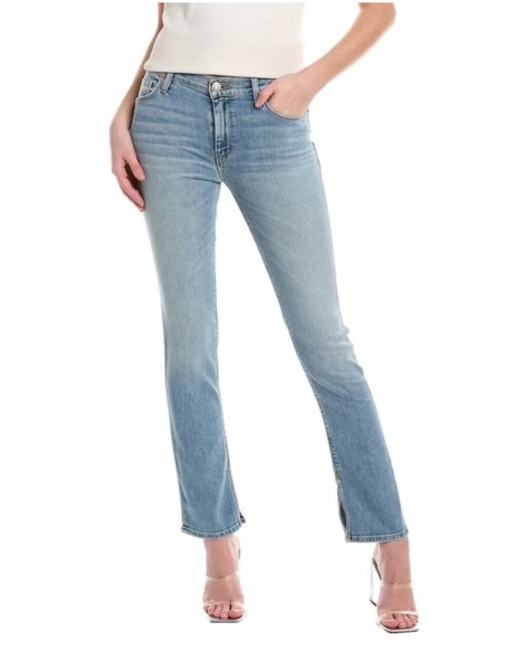 Hudson Women's Light Blue Straight Leg Nico Oas Jeans Ankle Split Hem Size 30